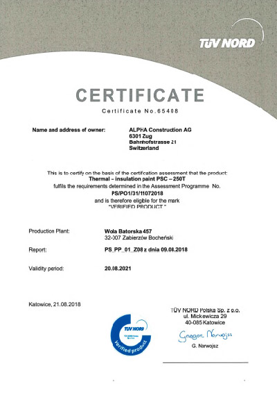 Certifikát TÜV - OVĚŘENÝ VÝROBEK