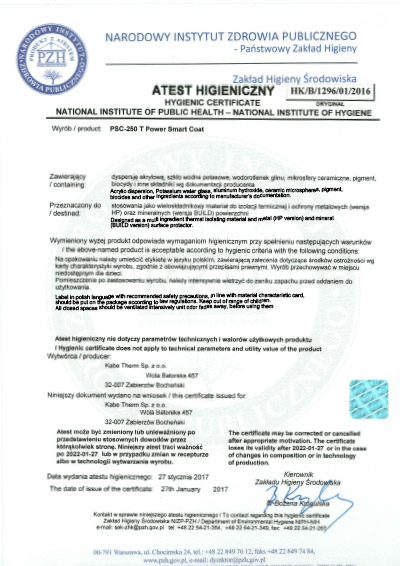 Hygienický certifikát